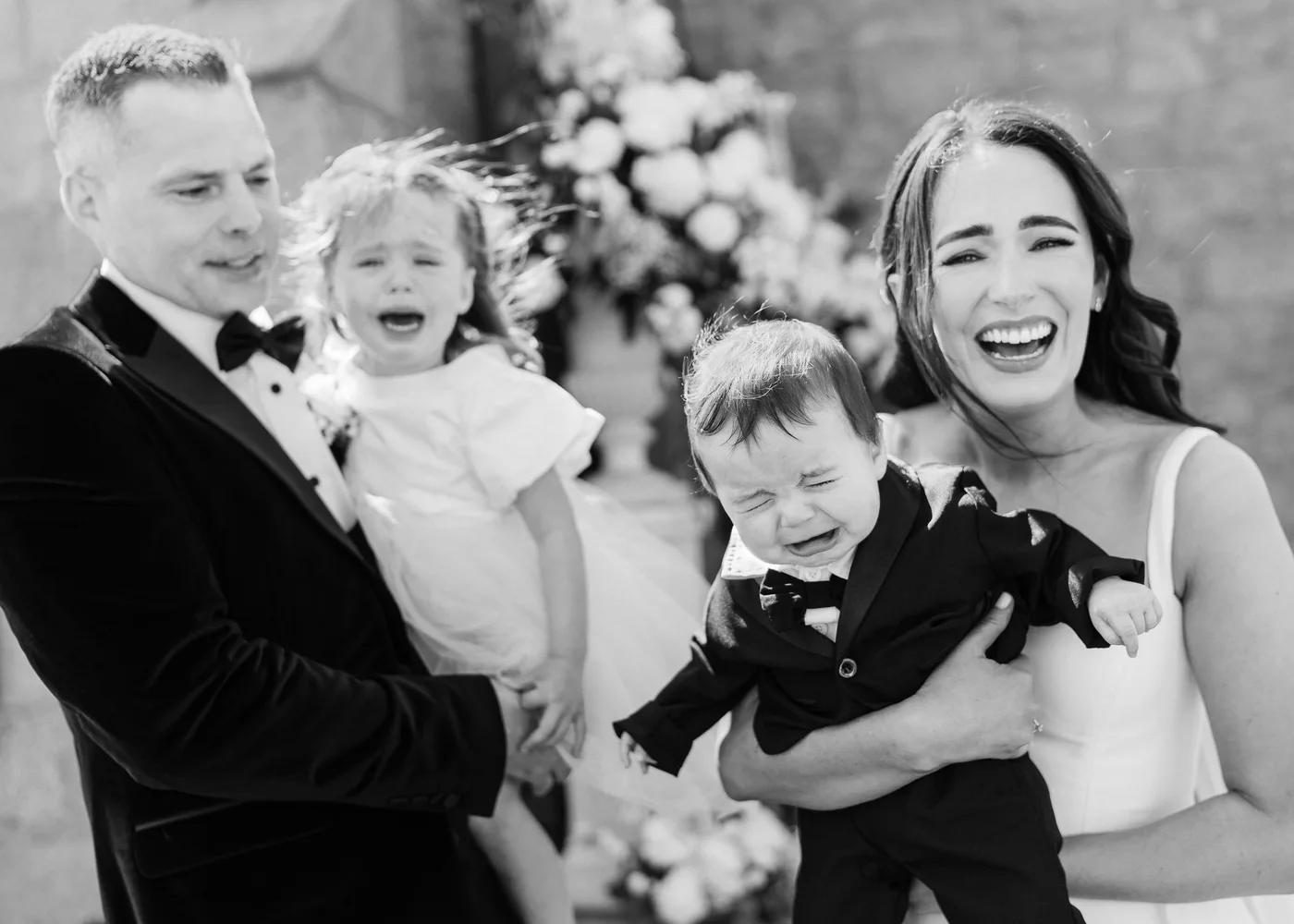 Bride groom candid family moment