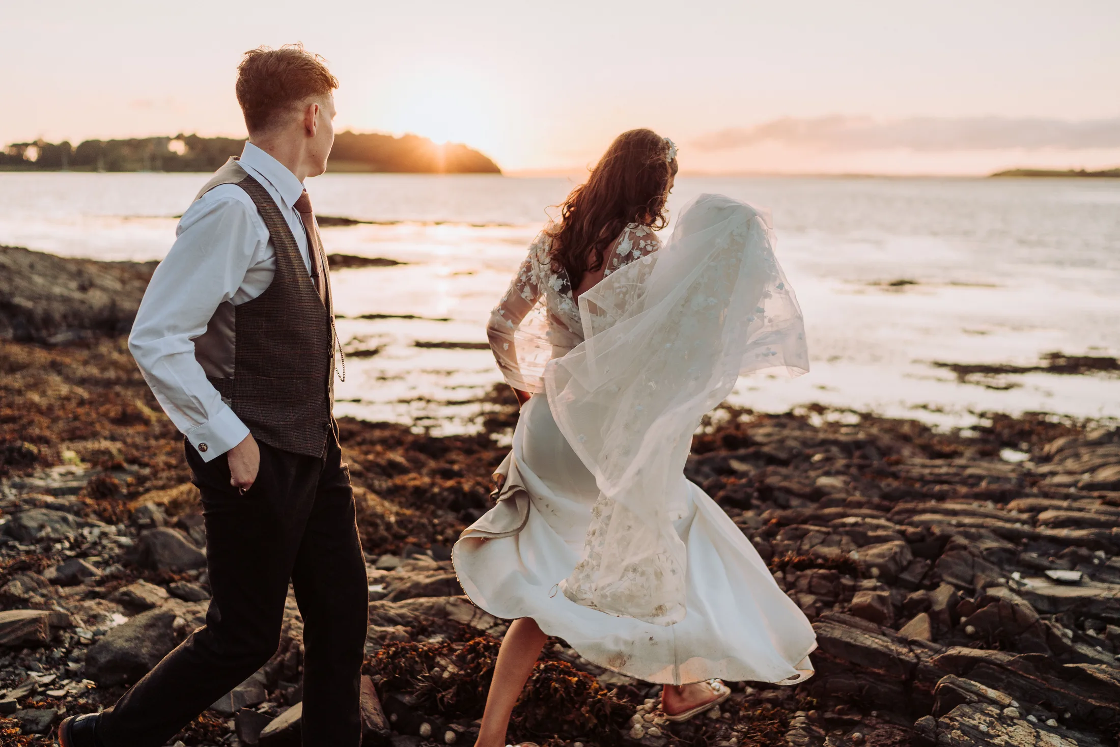 Sunset walk on beach