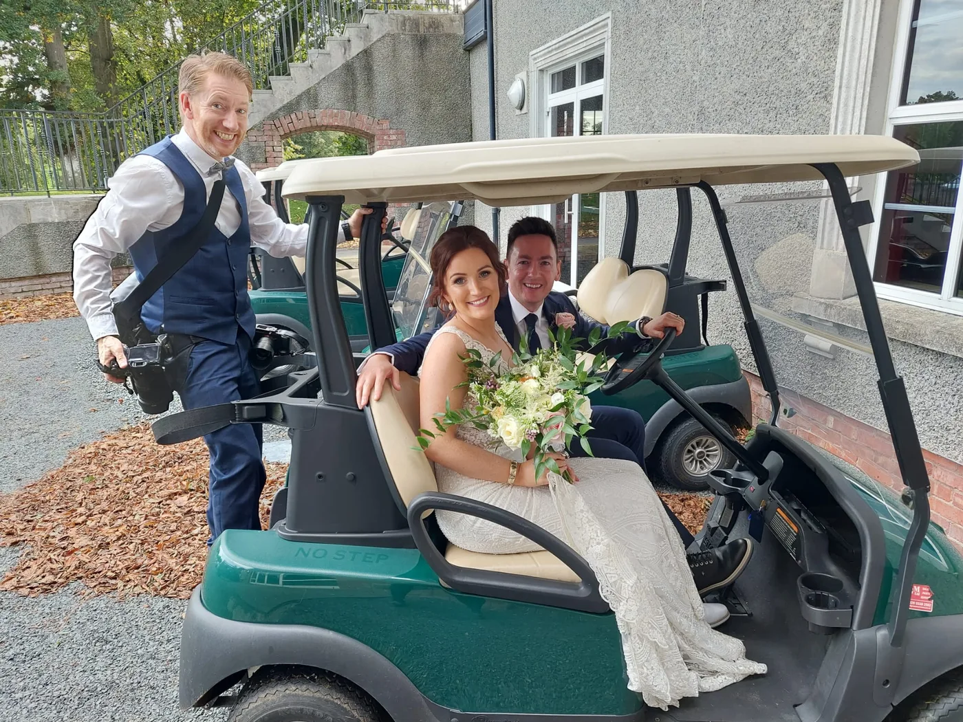 Chris on golf buggy