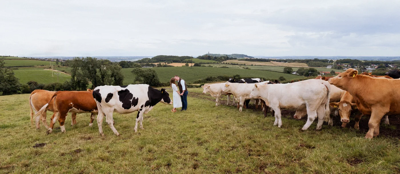 Couples engagement shoot on farm