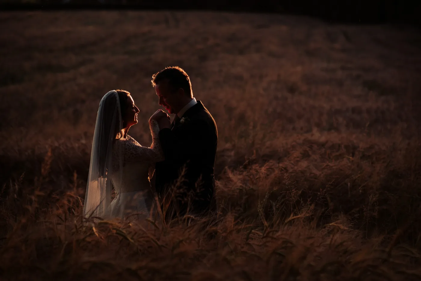 Bride groom barley field