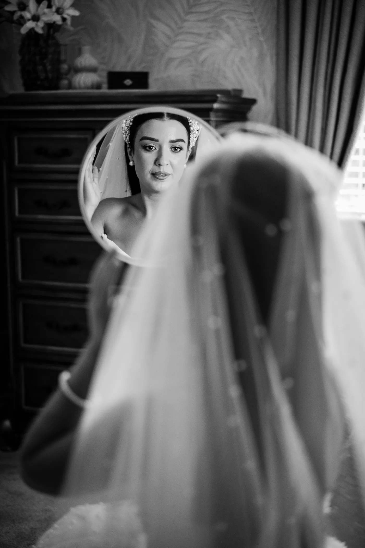 Bride in mirror